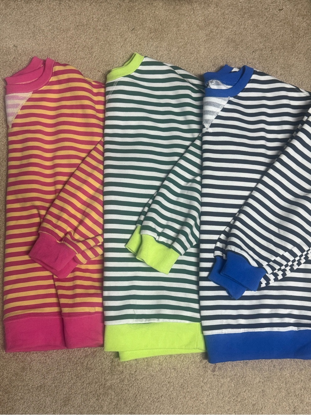 Women’s oversized sweatshirt bundle- Pink/Yellow, Green/White, Blue/White